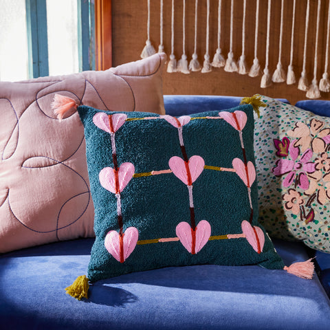 Sage x Clare Parnell Soutache Cushion- Sea Pine