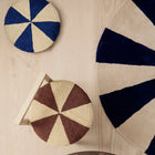 Ferm Living Arch Embroidered  Round Cushion- Blue/Off-White