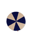 Ferm Living Arch Embroidered  Round Cushion- Blue/Off-White