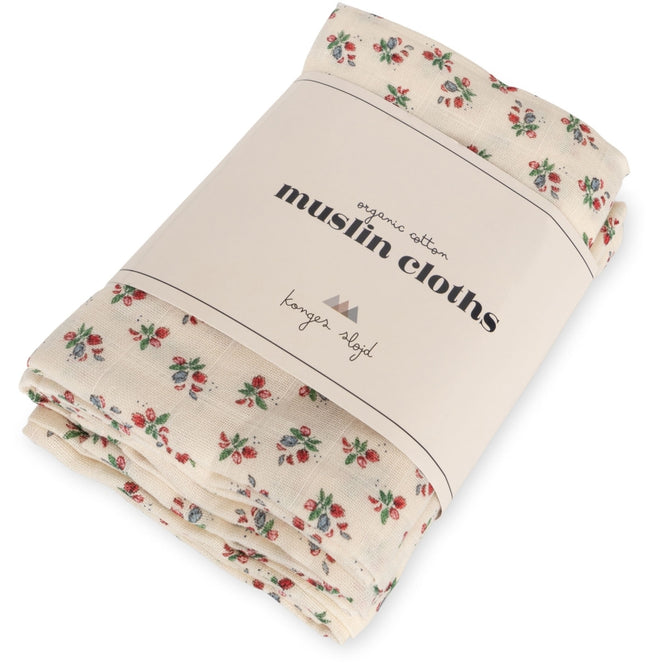 Konges Sløjd 3 pack Muslin Cloth Wraps- Fleur Tricolore