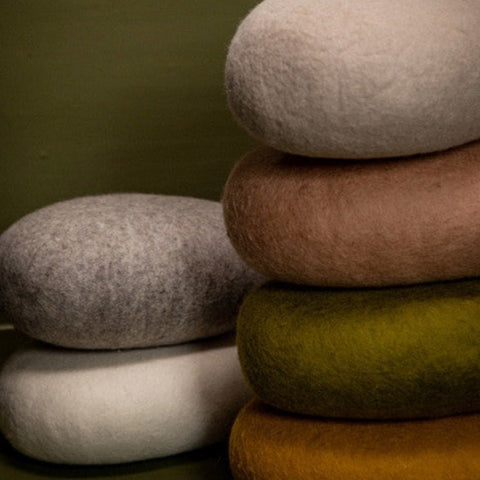 Muskhane Oval Chakati Cushion- Light Stone