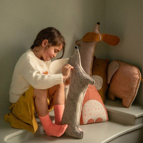 Muskhane Sausage Dog Pasu Cushion- Light Stone