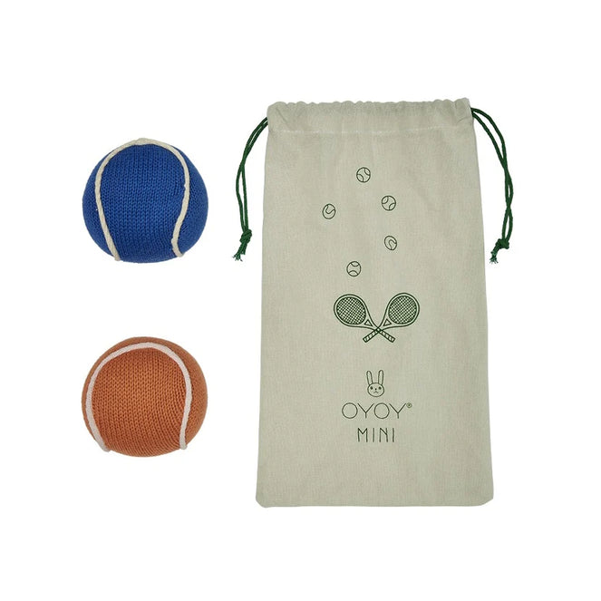 Oyoy Tennis Ball Rattle 2pack- Apricot Blue