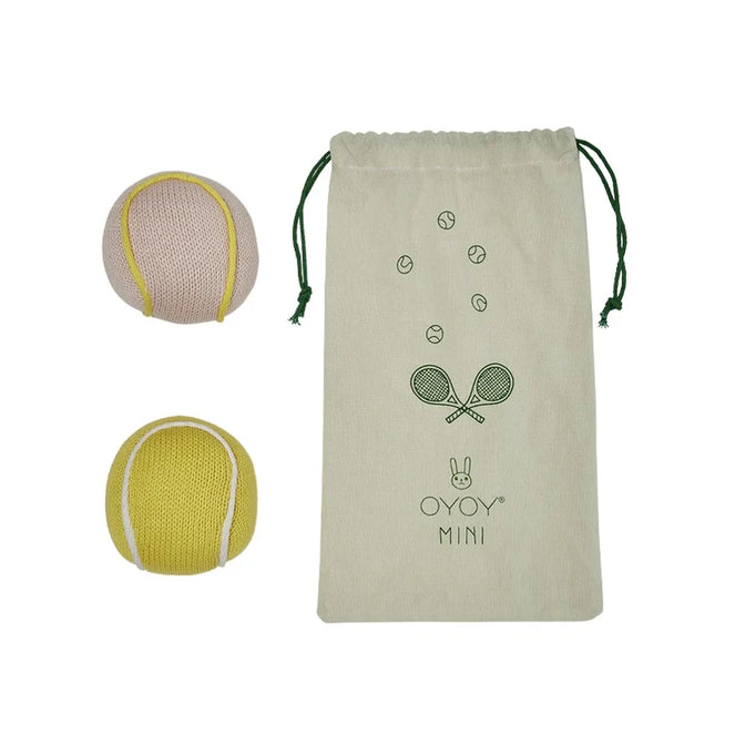 Oyoy Tennis Ball Rattle 2pack- Yellow-Rose