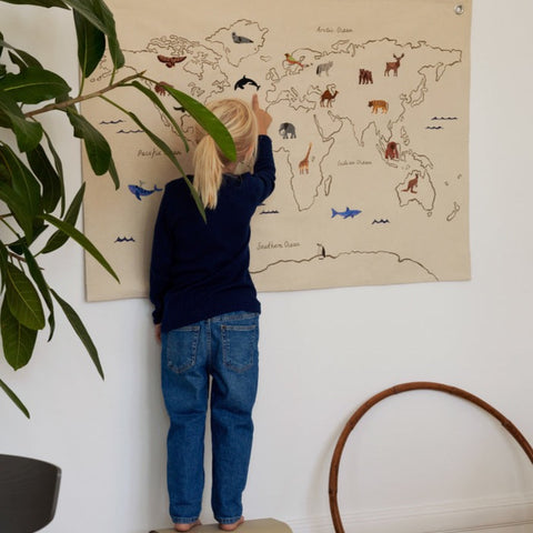 Ferm Living The World Textile Map - Off-white