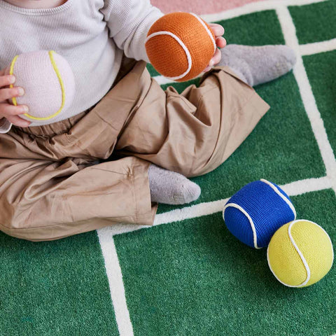 Oyoy Tennis Ball Rattle 2pack- Yellow-Rose