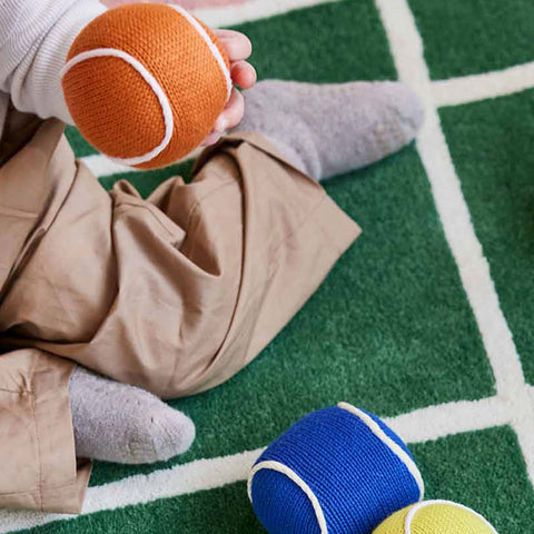 Oyoy Tennis Ball Rattle 2pack- Apricot Blue