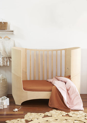 Go To Bed Fitted Cot Sheet- Clay